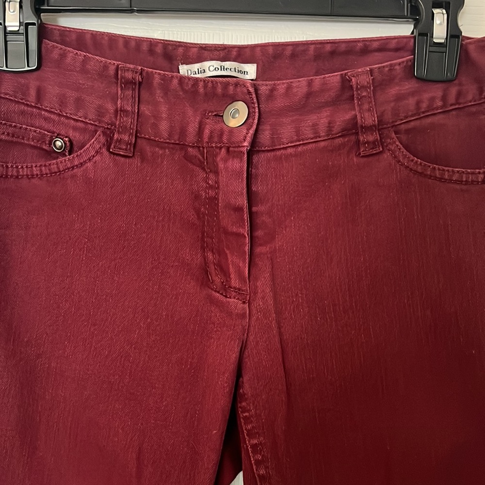 Maroon Stretchy Straight Jeans - Picture 2 of 4